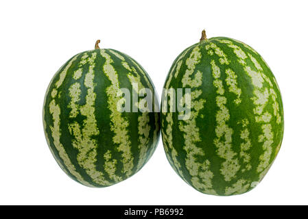 striped watermelon of different size isolated on white background Stock Photo
