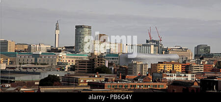Birmingham City Centre Panoramic Skyline view, West Midlands, England, UK, from south of town Stock Photo