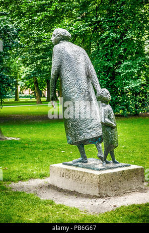 Evacuation memorial dated 1940 when Holland was occupied by Nazi Germany in Valkenberg Park, Breda, Netherlands Stock Photo