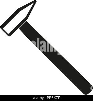 Black and white simple hammer silhouette Stock Vector