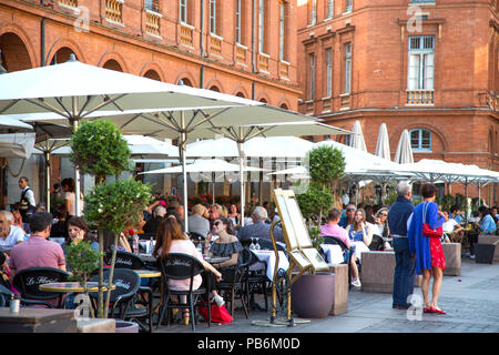 Cafes and restaurants in Place du Capitol in Toulouse France Stock Photo