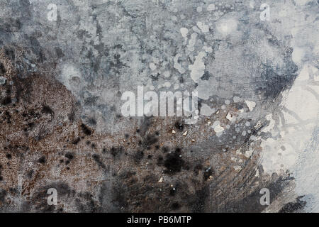 Abstract hand painted black and white background, acrylic painti Stock Photo