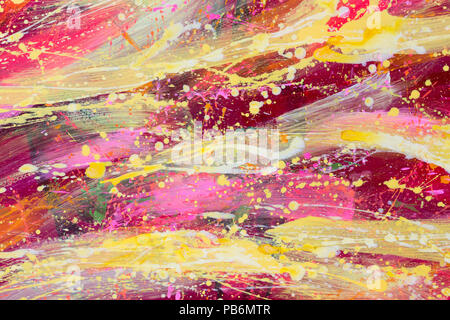 Abstract painting. Red and yellow sky. Oil painting. Stock Photo