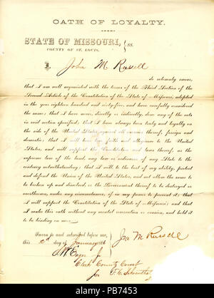 951 Loyalty oath of John M. Russell of Missouri, County of St. Louis Stock Photo