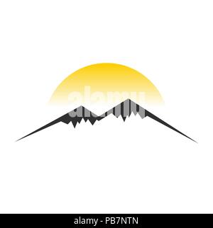 Mountain Sun View Vector Symbol Graphic Logo Design Template Stock Vector