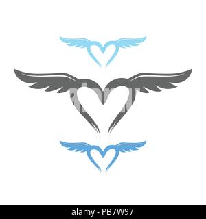 Love Life Wings Vector Symbol Graphic Logo Design Template Stock Vector