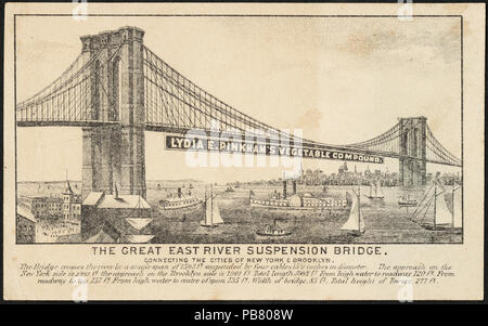 975 Lydia E. Pinkham's Vegetable Compound The great East River suspension bridge (front) Stock Photo