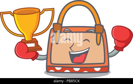 Boxing winner hand bag mascot cartoon Stock Vector