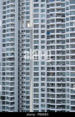 Close up view of high apartment building in West Coast Singapore with strong geometry and detail Stock Photo