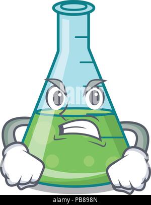Angry science beaker mascot cartoon Stock Vector