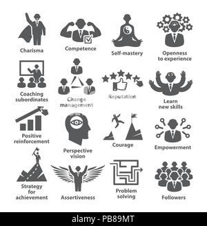 Business management icons Pack 45 Icons for leadership, career Stock Vector