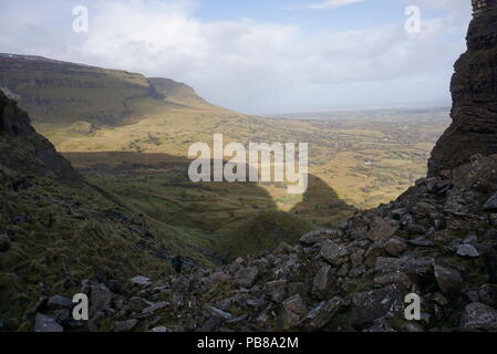 expedition to Eagels rock in county Leitrim, on a typical Irisch winter day Stock Photo