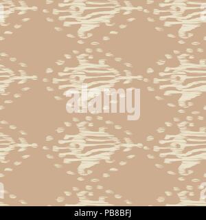 Ikat seamless bohemian ethnic beige vector pattern in watercolour style. Watercolor ikat oriental ornaments. Stock Vector