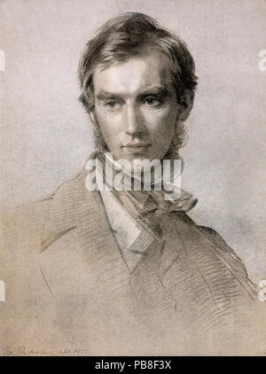 Illustration of Joseph Dalton Hooker (1817- 1912)  botanist, by George Richmond, reproduced in Hooker's ' Life and Letters'. Hooker was a good friend of Darwin and the director of Kew Gardens. Stock Photo
