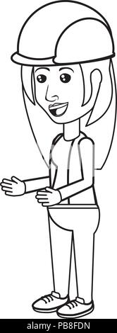 cartoon woman with safety helmet over white background, vector illustration Stock Vector