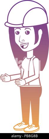 cartoon woman with safety helmet over white background, vector illustration Stock Vector