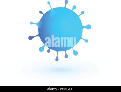 Virus 3d vector illustration, blue bacteria abstract icon, infection symbol Stock Vector