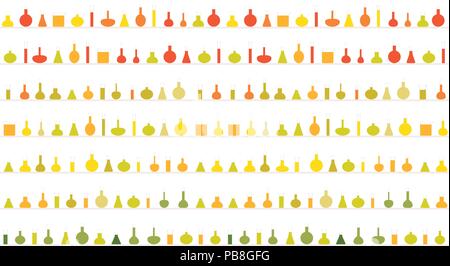 Seamless Science pattern, Laboratory tubes with colored liquid, chemical experiments or tests, white flat vector background. Stock Vector