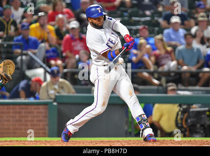 Arlington, Texas, USA. Jul 26, 2018: Texas Rangers second baseman Rougned  Odor #12 works out with a cowboy hat on before an MLB game between the  Oakland Athletics and the Texas Rangers