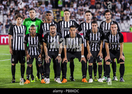 Belgrade, Serbia. 26th July, 2018. UEFA Europa League: FK Partizan v FK Trakai, Belgrade, Serbia. The players of Partizan line-up Credit: Nikola Krstic/Alamy Live News Stock Photo