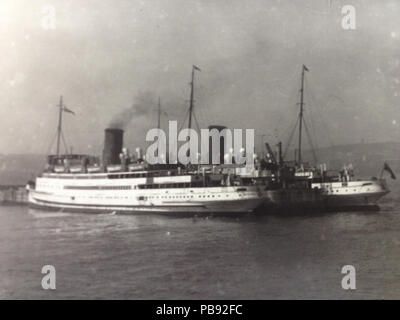 881 Lady of Mann and Ben-my-Chree berthed at the Victoria Pier, Douglas, Isle of Man. Stock Photo