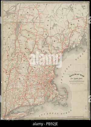 1243 Railway map of the New England states, engraved expressly for the Pathfinder railway guide (10174768314) Stock Photo