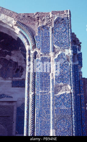 detail of tilework, The Blue Mosque, Masjid-i Muzaffariya, Tabriz, Iran Stock Photo