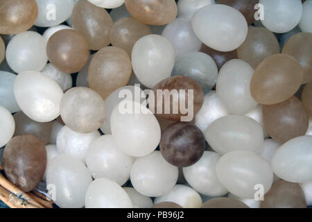 Italian Alabaster Eggs hand crafted from alabaster from the Hills of Volterra Stock Photo