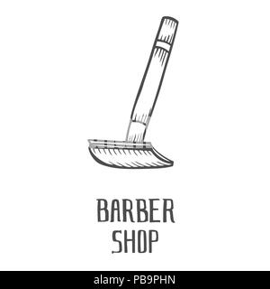 Barber Shop hand drawn, cartoon, sketch illustration of safety razor Stock Vector