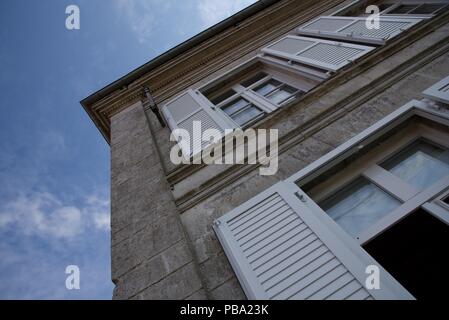 French manoir: the vertical, and angular corner of a French maison de maître, or manor house Stock Photo