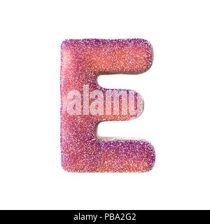 Red sour candy letter E Isolated on white background Stock Photo