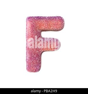 Red sour candy letter F Isolated on white background Stock Photo