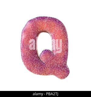 Red sour candy letter Q Isolated on white background Stock Photo