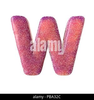 Red sour candy letter W Isolated on white background Stock Photo