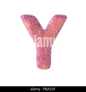 Red sour candy letter Y Isolated on white background Stock Photo