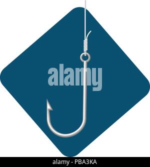 Icon of metallic fishing hook Stock Vector