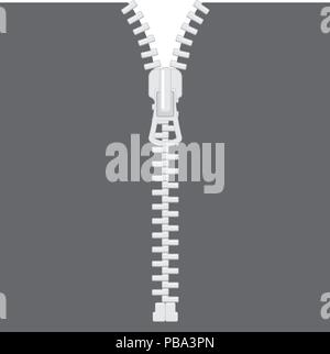 Open zipper on white background Stock Vector