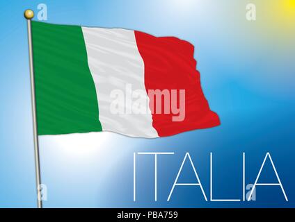 Italy, isolated flag on the sky background, illustration Stock Vector