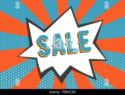 Comic book explosion with text Sale in pop art style. vector illustration Stock Vector