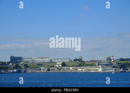 View of Plymouth Hoe from the Sound. South Devon. UK Stock Photo