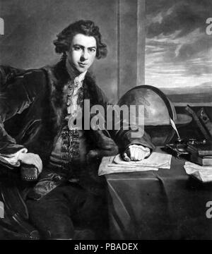 JOSEPH BANKS (1743-1820) English naturalist, engraving after a painting by Sir Joshua Reynolds in 1773 Stock Photo