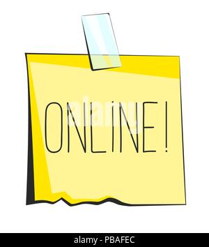 Online paper sticky note. Retro reminder sticker Stock Vector
