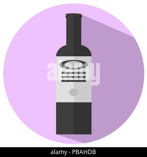 Flat bottle. Vector item sign. Pastel gray and light violet modern icon Stock Vector