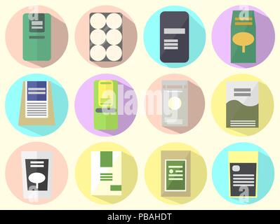 Flat product icons set. Vector goods signs. Modern store items Stock Vector