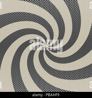 Gray retro background with dots. Vector pop art rays and spots. Vintage paper Stock Vector