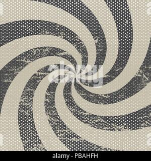 Vintage paper, retro rays background, scratched texture, dots. Vector layout Stock Vector