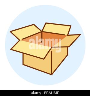 Box icon. Trendy flat line design. Colorful vector illustration Stock Vector