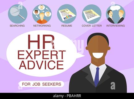 HR expert advice flat illustration. Set of "human resources" icons. Vector image. Stock Vector