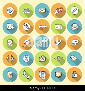 Flat communication icons set. Vector web signs collection. Stock Vector