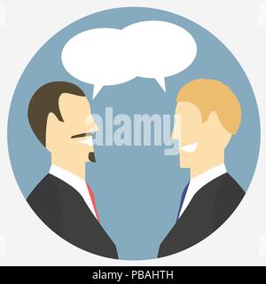 Interviewing flat icon. Colored dialog sign. Vector illustration. Stock Vector